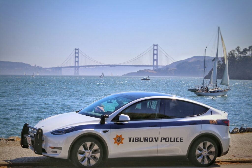 a police car parked on the side of the road