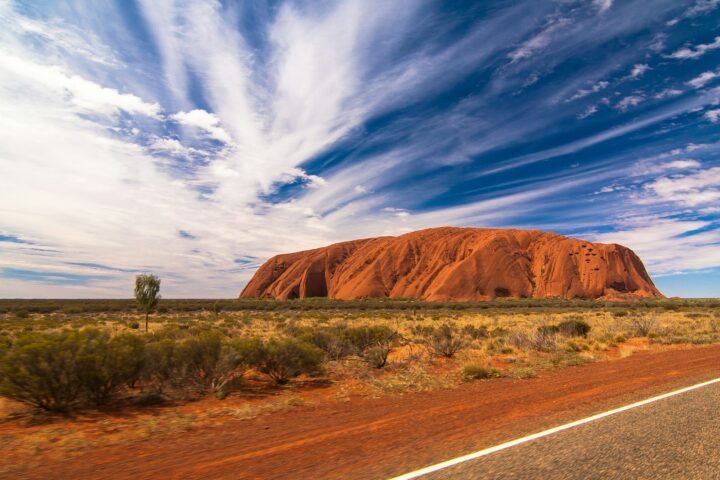 landscape photography of mountain under blue sky