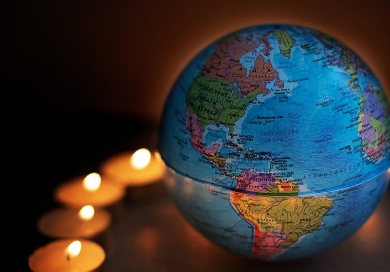 Round Globe Surrounded with Candles