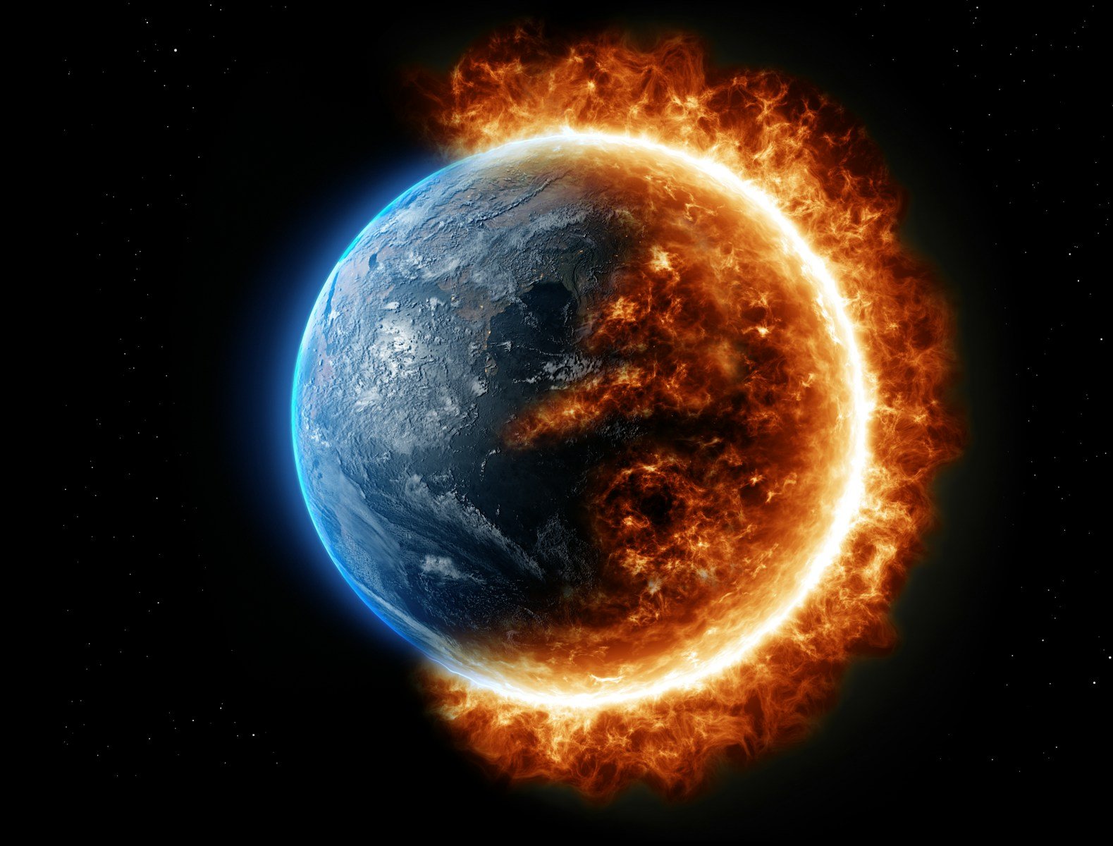 a picture of the earth in a ring of fire