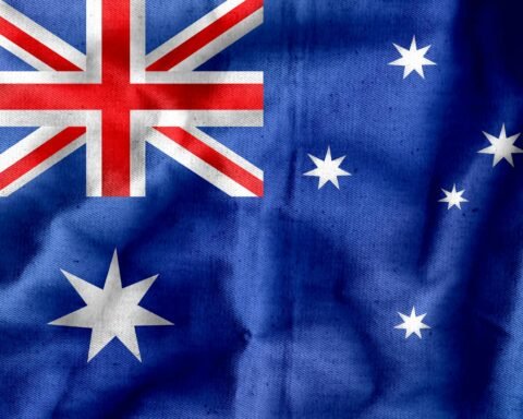 Textile Australian flag with crumples