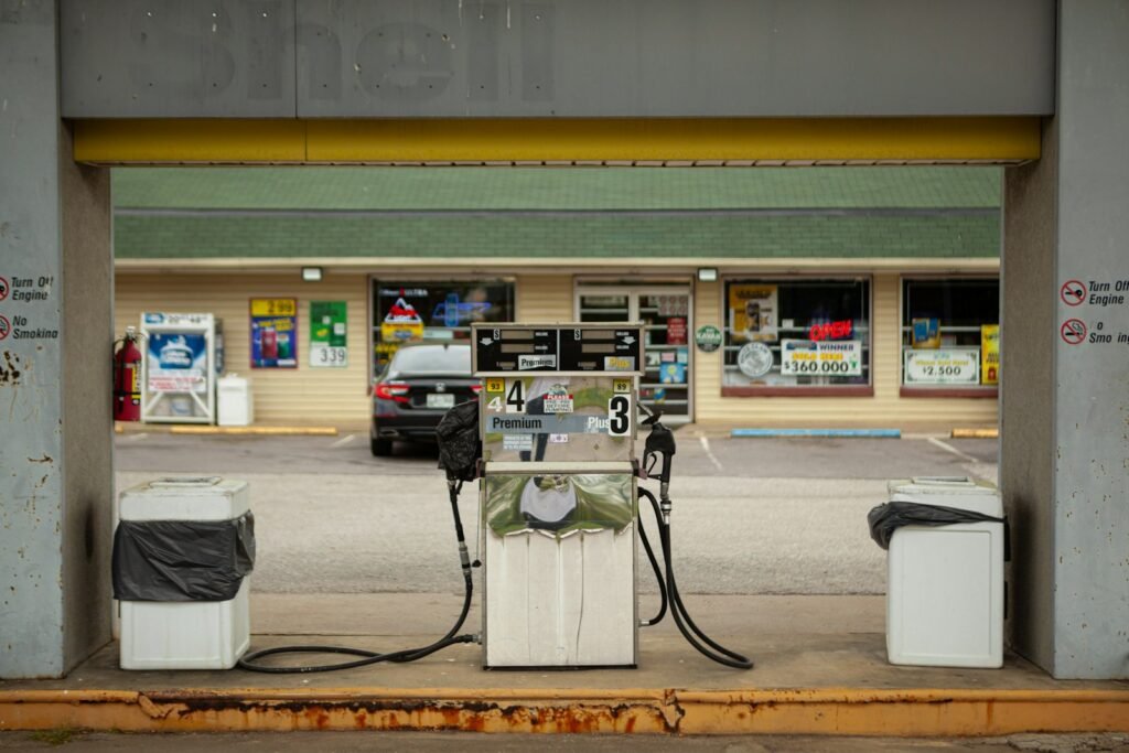 white and black gas pump